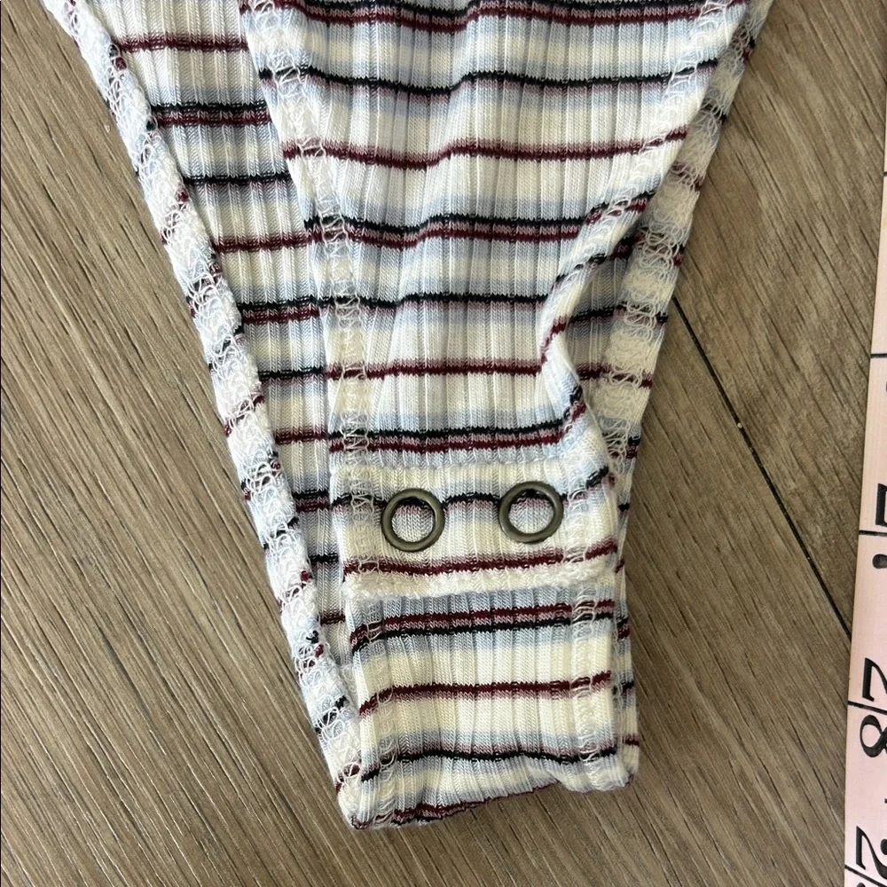 Striped Crisscross open Back Bodysuit - Picture 6 of 10